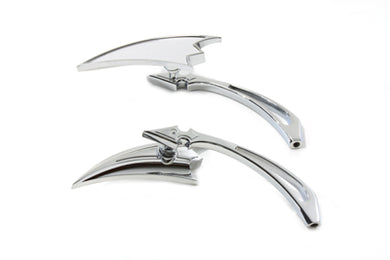 Chrome Crescent Mirror Set with Billet Spear Stems 1965 / UP All models for left and right side application