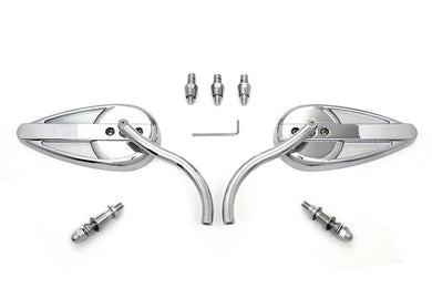 Tear Drop Mirror Set with Billet Long Stems Chrome 1965 / UP All models for left and right side application