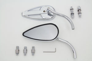 Tear Drop Mirror Set with Billet Long Stems Chrome 1965 / UP All models for left and right side application