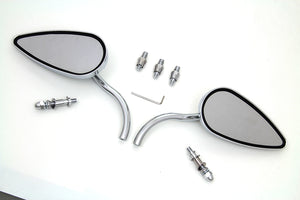 Tear Drop Mirror Set with Billet Long Stems Chrome 1965 / UP All models for left and right side application