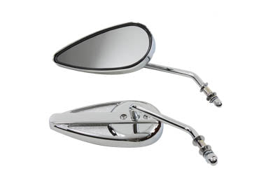 Tear Drop Mirror Set with Round Stems Chrome 1965 / UP All models for left and right side application