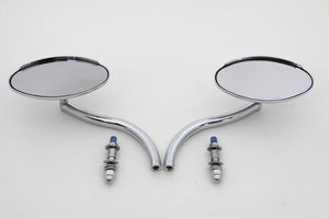 Wyatt Gatling Chrome Oval Mirror Set with Contour Round 1965 / UP All models for left and right side application