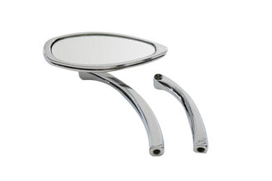 Oval Mirror Smooth with Billet Stem Chrome 1965 / UP All models for left or right side application