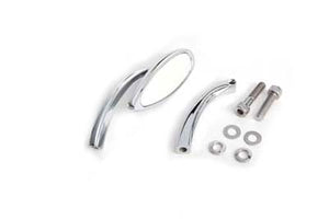 Oval Mirror Smooth with Billet Stem Chrome 1965 / UP All models for left or right side application