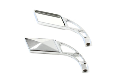 Parallelogram Mirror Set with Billet Slotted Stem Chrome 1965 / UP All models for left and right side application