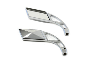 Parallelogram Mirror Set with Billet Slotted Stem Chrome 1965 / UP All models for left and right side application