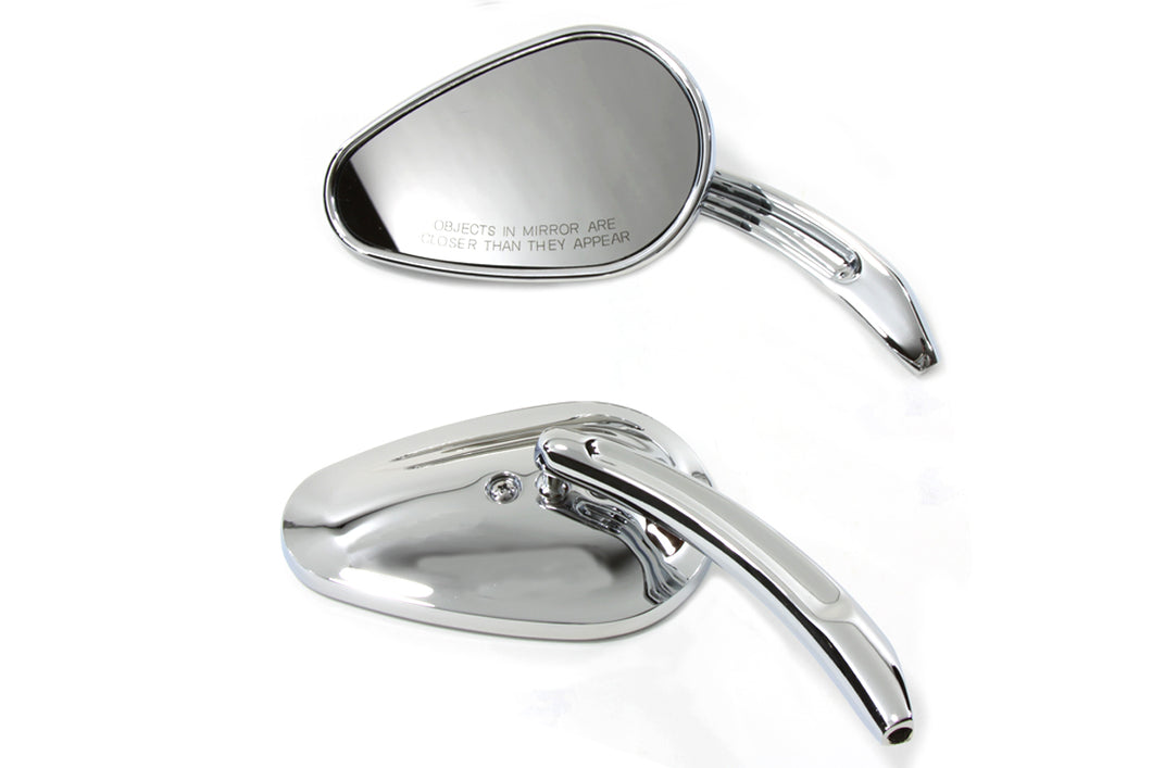 Bullet Mirror Set with Billet Sculpted Stems Chrome 1965 / UP All models for left and right side application