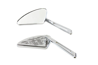 Flame Tear Drop Mirror Set with Slotted Stems Chrome 1965 / UP All models for left and right side application