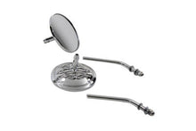 Load image into Gallery viewer, Round Flame Mirror Set Chrome with Round Stems 1965 / UP All models for left and right side application