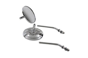 Round Flame Mirror Set Chrome with Round Stems 1965 / UP All models for left and right side application