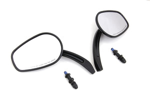 Rectangle Taper Mirror Set with Billet Stems Black 1965 / UP All models