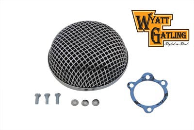 Wyatt Gatling Chrome Round Mesh Air Cleaner 1972 / 1984 FL 1972 / 1984 FX 1984 / 1989 FXST 1972 / 1987 XL 1982 / 1989 FXR 1982 / 1989 FXR 1979 / 1989 FLT 1979 / 1989 FLT
