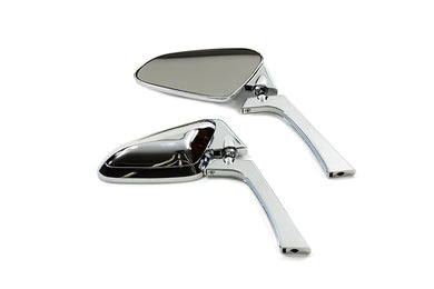 Tear Drop Deco Mirror Set Chrome with Billet Stem 1965 / UP All models for left and right side application