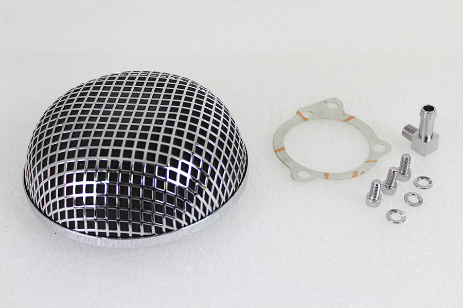 Wyatt Gatling Chrome Round Mesh Air Cleaner 0 /  Custom application for S&S E Carburetor