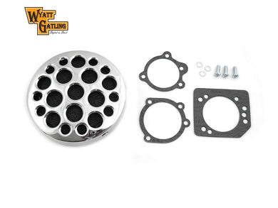 Wyatt Gatling Chrome Drilled Air Cleaner 1988 / 2006 XL 1990 / 2015 FXST 1990 / 2015 FLST 1990 / 2007 FLT 1991 / 2017 FXD 1990 / 1994 FXR