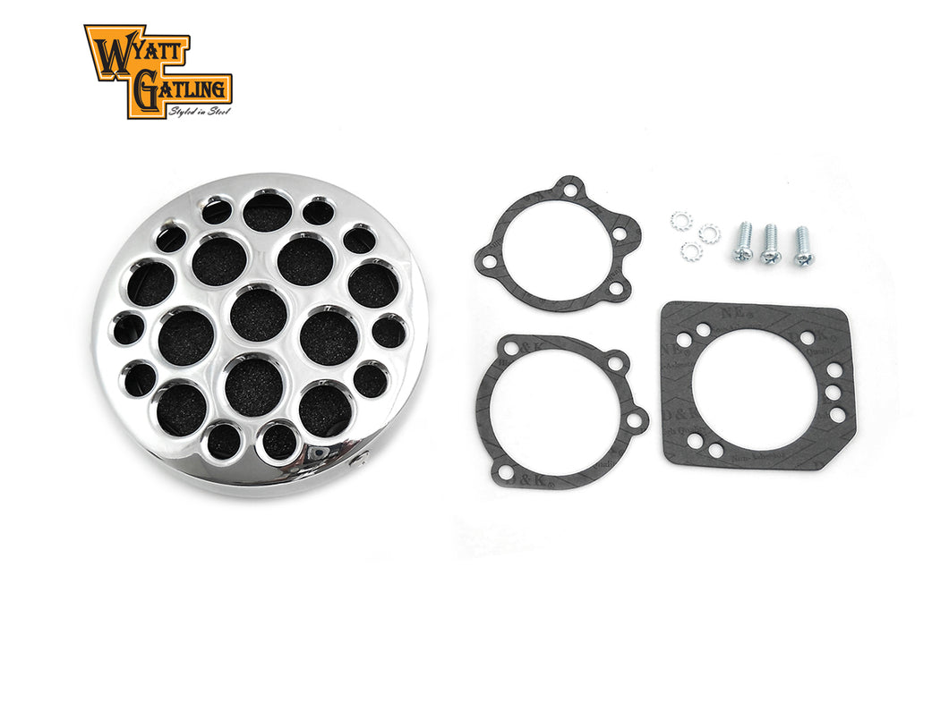 Wyatt Gatling Chrome Drilled Air Cleaner 1988 / 2006 XL 1990 / 2015 FXST 1990 / 2015 FLST 1990 / 2007 FLT 1991 / 2017 FXD 1990 / 1994 FXR