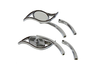 Villain Mirror Set with Curved Stems Chrome 1965 / UP All models for left and right side application