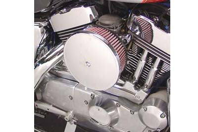 Velo Dish Air Cleaner Chrome 1992 / 2017 FXST carburetor models1993 / 2015 FLST 1993 / 2006 FXD 1993 / 2007 FLT 1993 / 1994 FXR 2002 / 2017 FXST fuel injected models