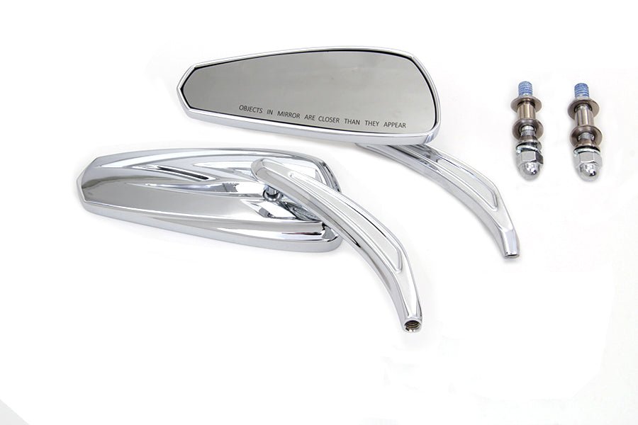 Chrome Tribal Tear Drop Mirrors with Billet Stems 1982 / UP All models for left and right side application