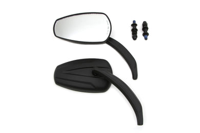 Black Tear Drop Mirror Set with Billet Stems 1965 / UP All models for right and left side