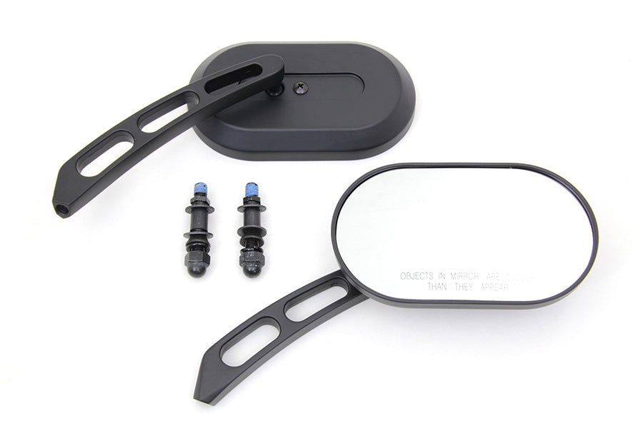 Oblong Mirror Set Black Billet 1965 / UP All models for left and right side application