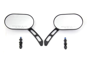 Oblong Mirror Set Black Billet 1965 / UP All models for left and right side application