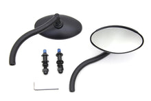 Load image into Gallery viewer, Wyatt Gatling Black Oval Mirror Set with Contour Round Stems 1965 / UP All models for left and right side application