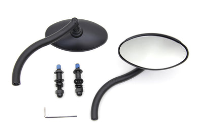 Wyatt Gatling Black Oval Mirror Set with Contour Round Stems 1965 / UP All models for left and right side application