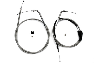 46 Stainless Steel Throttle and Idle Cable Set 1998 / 2001 FLT 1996 / 2001 FLHTCUI 1996 / 1996 FLTCUI