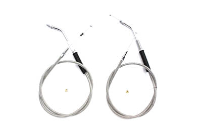 Stainless Steel Throttle and Idle Cable Set with 38 Casing 1981 / 1984 FX 1986 / 1989 FLST 1981 / 1984 FL 1984 / 1989 FXST 1981 / 1989 XL
