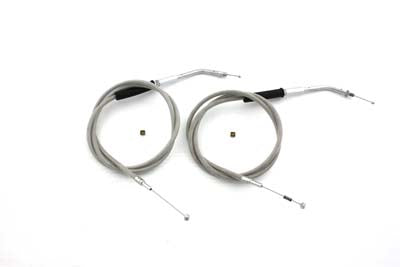 Stainless Steel Throttle and Idle Cable Set with 45.83 Casi 1981 / 1984 FX 1981 / 1984 FL 1984 / 1989 FXST 1986 / 1989 FLST