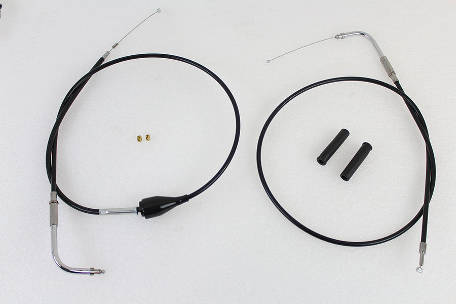 43 Stainless Steel Throttle and Idle Cable Set Black Coat 2002 / 2007 FLH with cruise control
