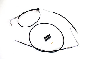 Stainless Steel Throttle and Idle Cable Set Black Coat +8 2002 / 2007 FLH with cruise control