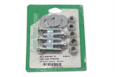 Pulley Bolt Kit Chrome 1985 / 1996 FXST spoke wheel1986 / 1996 FLST spoke wheel