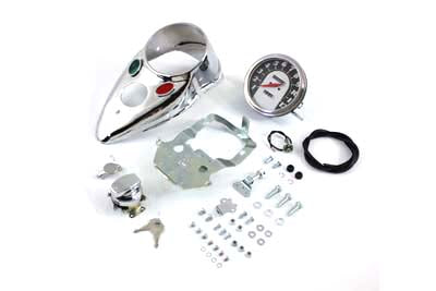 Chrome Cateye Dash Panel Kit with 1:1 Ratio Speedometer 1968 / 1984 FL