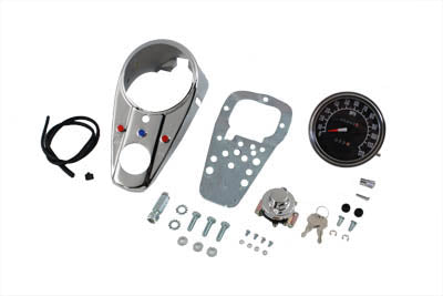 Chrome Three Light Dash Panel Kit with 1:1 Ratio Speedometer 1968 / 1984 FL 1984 / 1995 FXWG 1991 / 1995 FXD