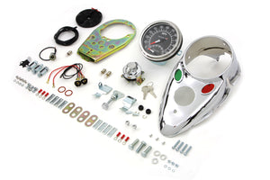 Chrome Cateye Dash Panel Kit with 2:1 Ratio Speedometer 1948 / 1967 FL 1980 / 1983 FX