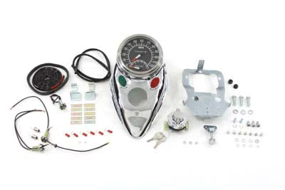 Chrome Cateye Dash Panel Kit with 1:1 Ratio Speedometer 1968 / 1984 FLH 1983 / 1986 FX 1984 / 1995 FXST 1986 / 1995 FLST