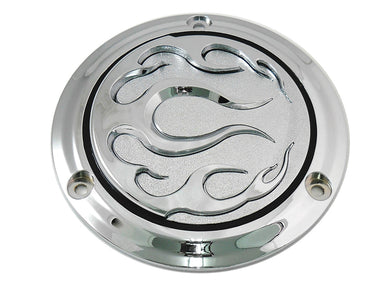 Chrome 3-Hole Flame Derby Cover 1970 / 1984 FL 1971 / 1984 FX 1979 / 1998 FLT 1979 / 1998 FLT 1982 / 1994 FXR 1982 / 1994 FXR 1984 / 1998 FXST 1986 / 1998 FLST 1991 / 1998 FXD