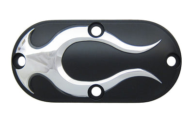 Black Inspection Cover with Chrome Flame 1965 / 1986 FL 1965 / 1986 FL 1965 / 1986 FX 1965 / 1986 FX 1984 / 2006 FLST 1984 / 2006 FXST 1991 / 2006 FXD