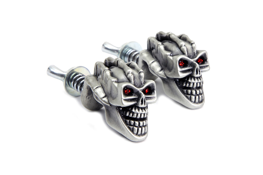 Skull with Skeleton Hand License Plate Topper Set 0 /  All models