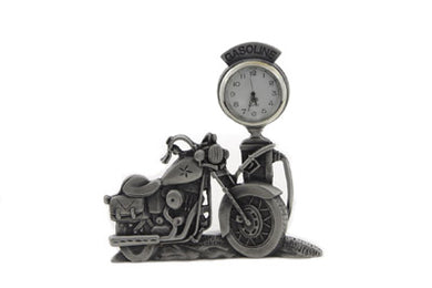 V-Twin Pewter Motorcycle Clock 4-1/2