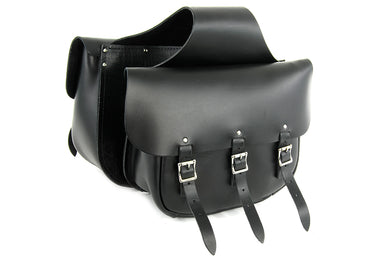 Black Leather Three Buckle Saddlebag Set 0 /  All models