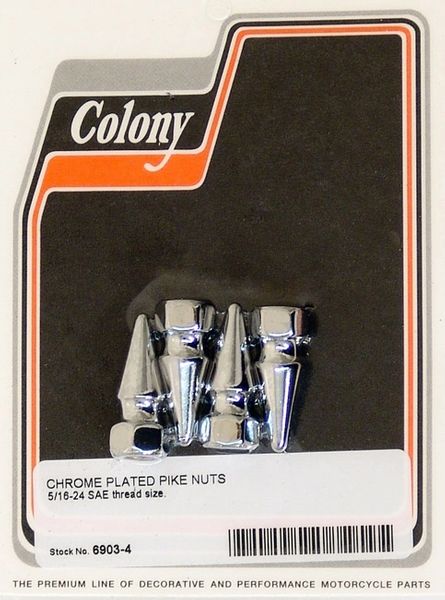 Hardware Pike Nut 5 / 16-24 SAE Chrome Plated Pack Of 4 Colony#6903-4
